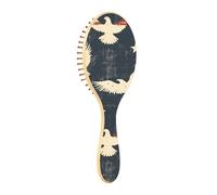 JUMBEAR American Flag and Bald Eagle Hair Brush,Massaging Scalp Wooden Bamboo Paddle Hairbrush for All Hairstyles,Reducing Tangle & Hair Breakage, Promoting Hair Growth