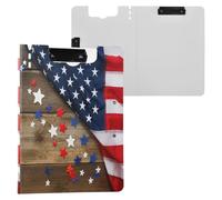 JUMBEAR American Flag Clipboard A4 with Double Clips,Foldover Clip Board with Cover,Lightweight Personal Organiser Suitable forfor Hospital Office School Business Classroom Supplies