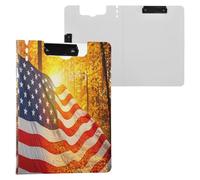JUMBEAR American Flag Clipboard A4 with Double Clips,Foldover Clip Board with Cover,Lightweight Personal Organiser Suitable forfor Hospital Office School Business Classroom Supplies