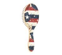 JUMBEAR American Flag Style Cowboy Hat Hair Brush,Massaging Scalp Wooden Bamboo Paddle Hairbrush for All Hairstyles,Reducing Tangle & Hair Breakage, Promoting Hair Growth
