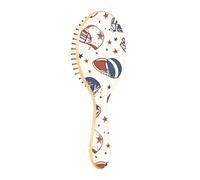 JUMBEAR American Football Ball and Helmet Hair Brush,Massaging Scalp Wooden Bamboo Paddle Hairbrush for All Hairstyles,Reducing Tangle & Hair Breakage, Promoting Hair Growth