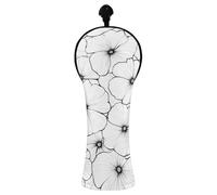 JUMBEAR Artistic Lines with White Flowers Golf Club Head Cover for Driver/Fairway Woods/Hybrid,1Pack PU Leather Golf Headcover with Number Tag