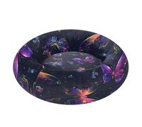 JUMBEAR Beautiful Colorful Butterfly Calming Dog Cat Donut Bed -Plush Puppy Kitten Cuddler Round Bed, Warm and Soft Pet Beds with Non-Slip Bottom and Washable-XS