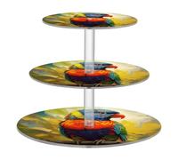 JUMBEAR Beautiful Colorful Parrot Cupcake Stand,3-Tier Acrylic Cupcake Display Stand Dessert Tower Pastry Stand Premium Cupcake Holder for Baby Shower Wedding Birthday Party