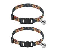 JUMBEAR Beautiful Eye Of The Sun Dog Collar With Bell 2-Pack,Soft Adjustable Puppy Collar Pet Collars for Small Medium Dogs and Cats