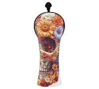 JUMBEAR Beautiful Flower Skull Golf Club Head Cover for Driver/Fairway Woods/Hybrid,1Pack PU Leather Golf Headcover with Number Tag