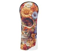 JUMBEAR Beautiful Flower Skull Golf Club Head Cover for Driver/Fairway Woods/Hybrid,1Pack PU Leather Golf Headcover with Number Tag