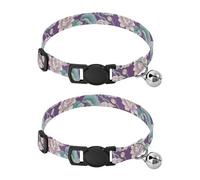JUMBEAR Beautiful Lotus Flowers Dog Collar With Bell 2-Pack,Soft Adjustable Puppy Collar Pet Collars for Small Medium Dogs and Cats