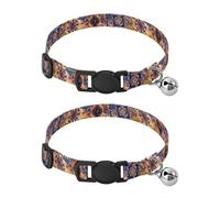 JUMBEAR Beautiful Mandala Dog Collar With Bell 2-Pack,Soft Adjustable Puppy Collar Pet Collars for Small Medium Dogs and Cats