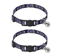 JUMBEAR Beautiful Mandala Pattern Dog Collar With Bell 2-Pack,Soft Adjustable Puppy Collar Pet Collars for Small Medium Dogs and Cats