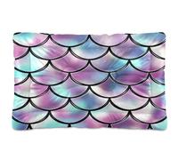 JUMBEAR Beautiful Mermaid Fish Scales Pet Bed Mats,Non Slip Bottom Dog Crate Mattress Cat Dog Mat,Soft Comfortable Pet Cat Beds for Cats and Dogs Sleeping 24x18in