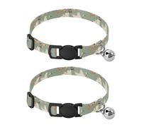 JUMBEAR Beautiful Red Crowned Crane Dog Collar With Bell 2-Pack,Soft Adjustable Puppy Collar Pet Collars for Small Medium Dogs and Cats