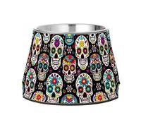 JUMBEAR Beautiful Sugar Skull Anti slip Dog Bowls,Stainless Steel Cat Bowls,Cute Pet Bowls for Medium/Small Size Dogs
