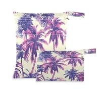 JUMBEAR Beautiful Tropical Palm Trees Wet Dry Bags Sets Waterproof Reusable Travel Beach Baby Cloth Diaper Wet Dry Bags Organizer for Swimsuit and Gym 2PCS