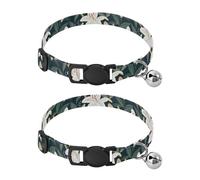 JUMBEAR Beautiful White Lilies Dog Collar With Bell 2-Pack,Soft Adjustable Puppy Collar Pet Collars for Small Medium Dogs and Cats