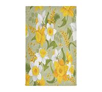 JUMBEAR Beautiful White Yellow Daffodil Flower Floral Leaves Kitchen Dish Towel Soft Absorbent Dishcloths Reusable Hand Towel Tea Towels and Table Decoration Towels 28 x 18 Inch 1Pack