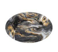 JUMBEAR Black Gold Marble Texture Calming Dog Cat Donut Bed -Plush Puppy Kitten Cuddler Round Bed, Warm and Soft Pet Beds with Non-Slip Bottom and Washable-S