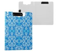 JUMBEAR Blue and White Floral Clipboard A4 with Double Clips,Foldover Clip Board with Cover,Lightweight Personal Organiser Suitable forfor Hospital Office School Business Classroom Supplies