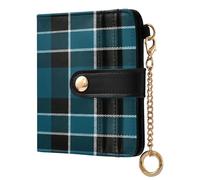 JUMBEAR Blue Black Buffalo Plaid Purses for Women,RFID Blocking PU Leather Wallet for Women,Zipper Coin Purse with Multiple Card Slots and Roomy Compartment
