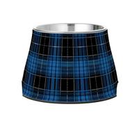 JUMBEAR Blue Buffalo Plaid Stainless Steel Dog Bowls,Food and Water Non Slip Anti Pet Puppy Dishes for Small, Medium and Large Dogs Cats