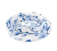 JUMBEAR Blue Cherry Blossoms Calming Dog Cat Donut Bed -Plush Puppy Kitten Cuddler Round Bed, Warm and Soft Pet Beds with Non-Slip Bottom and Washable-S