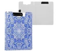 JUMBEAR Blue Floral Pattern Clipboard A4 with Double Clips,Foldover Clip Board with Cover,Lightweight Personal Organiser Suitable forfor Hospital Office School Business Classroom Supplies