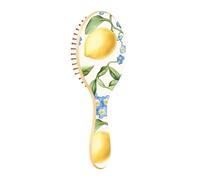 JUMBEAR Blue Forget Me Nots and Lemons Hair Brush,Massaging Scalp Wooden Bamboo Paddle Hairbrush for All Hairstyles,Reducing Tangle & Hair Breakage, Promoting Hair Growth
