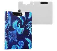 JUMBEAR Blue Phoenix Clipboard A4 with Double Clips,Foldover Clip Board with Cover,Lightweight Personal Organiser Suitable forfor Hospital Office School Business Classroom Supplies