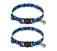 JUMBEAR Blue Phoenix Dog Collar With Bell 2-Pack,Soft Adjustable Puppy Collar Pet Collars for Small Medium Dogs and Cats
