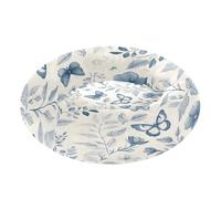 JUMBEAR Blue White Retro Flowers and Butterflies Calming Dog Cat Donut Bed -Plush Puppy Kitten Cuddler Round Bed, Warm and Soft Pet Beds with Non-Slip Bottom and Washable-XS