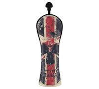 JUMBEAR British Flag Style Skull Golf Club Head Cover for Driver/Fairway Woods/Hybrid,1Pack PU Leather Golf Headcover with Number Tag