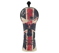 JUMBEAR British Flag Style Skull Golf Club Head Cover for Driver/Fairway Woods/Hybrid,1Pack PU Leather Golf Headcover with Number Tag