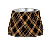 JUMBEAR Brown Buffalo Plaid Stainless Steel Dog Bowls,Food and Water Non Slip Anti Pet Puppy Dishes for Small, Medium and Large Dogs Cats