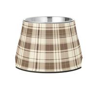 JUMBEAR Brown Buffalo Plaid Stainless Steel Dog Bowls,Food and Water Non Slip Anti Pet Puppy Dishes for Small, Medium and Large Dogs Cats