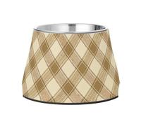 JUMBEAR Brown Water Buffalo Plaid Pattern Stainless Steel Dog Bowls,Food and Water Non Slip Anti Pet Puppy Dishes for Small, Medium and Large Dogs Cats