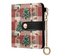 JUMBEAR Buffalo Grid Christmas Tree Purses for Women,RFID Blocking PU Leather Wallet for Women,Zipper Coin Purse with Multiple Card Slots and Roomy Compartment