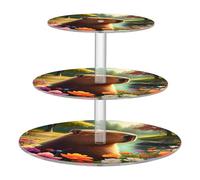 JUMBEAR Capybara Surrounded by Colorful Flowers Cupcake Stand,3-Tier Acrylic Cupcake Display Stand Dessert Tower Pastry Stand Premium Cupcake Holder for Baby Shower Wedding Birthday Party