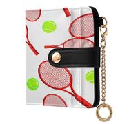 JUMBEAR Cartoon Baseball Racket Purses for Women,RFID Blocking PU Leather Wallet for Women,Zipper Coin Purse with Multiple Card Slots and Roomy Compartment