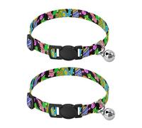 JUMBEAR Cartoon Colored Skateboard Dog Collar With Bell 2-Pack,Soft Adjustable Puppy Collar Pet Collars for Small Medium Dogs and Cats