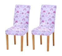 JUMBEAR Chair Covers for Dining Room 4PCS,Rainbow Stretch Chair Slipcovers Removable Washable Kitchen Chair Cover Decorative Seat Protector