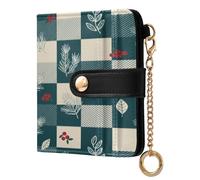 JUMBEAR Christmas Buffalo Grid Berry Purses for Women,RFID Blocking PU Leather Wallet for Women,Zipper Coin Purse with Multiple Card Slots and Roomy Compartment