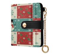 JUMBEAR Christmas Buffalo Grid Snowflakes Purses for Women,RFID Blocking PU Leather Wallet for Women,Zipper Coin Purse with Multiple Card Slots and Roomy Compartment