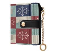 JUMBEAR Christmas Buffalo Grid Snowflakes Purses for Women,RFID Blocking PU Leather Wallet for Women,Zipper Coin Purse with Multiple Card Slots and Roomy Compartment