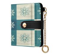 JUMBEAR Christmas Buffalo Grid Snowflakes Purses for Women,RFID Blocking PU Leather Wallet for Women,Zipper Coin Purse with Multiple Card Slots and Roomy Compartment
