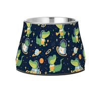 JUMBEAR Christmas Cartoon Dinosaur Anti slip Dog Bowls,Stainless Steel Cat Bowls,Cute Pet Bowls for Medium/Small Size Dogs