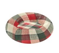 JUMBEAR Christmas Red Buffalo Plaid Calming Dog Cat Donut Bed -Plush Puppy Kitten Cuddler Round Bed, Warm and Soft Pet Beds with Non-Slip Bottom and Washable-S