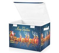 JUMBEAR Christmas Santa Claus Fabric Storage Boxes with Lids,Collapsible Storage Basket Bins for Clothes Large Foldable Storage Box for Wardrobe Bedroom Office