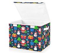 JUMBEAR Christmas Santa Claus Fabric Storage Boxes with Lids,Collapsible Storage Basket Bins for Clothes Large Foldable Storage Box for Wardrobe Bedroom Office
