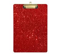JUMBEAR Clipboard Red Glitter Texture Letter Size Clipboards Refillable PVC Board with Clip Hardboard for A4 Papers Office Worker School 12.5 x 9 in