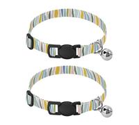 JUMBEAR Colored Ripple Dog Collar With Bell 2-Pack,Soft Adjustable Puppy Collar Pet Collars for Small Medium Dogs and Cats